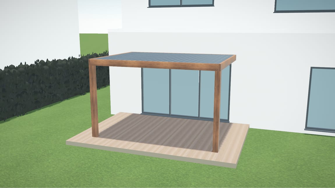 3D-konfiguraattori: pergola puukuvioisella pinnalla
