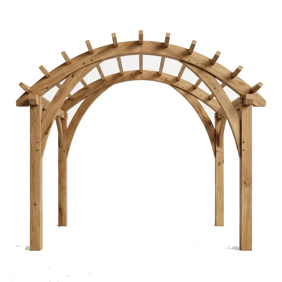 Arched wood pergola