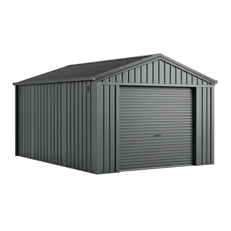 Enclosed steel carport
