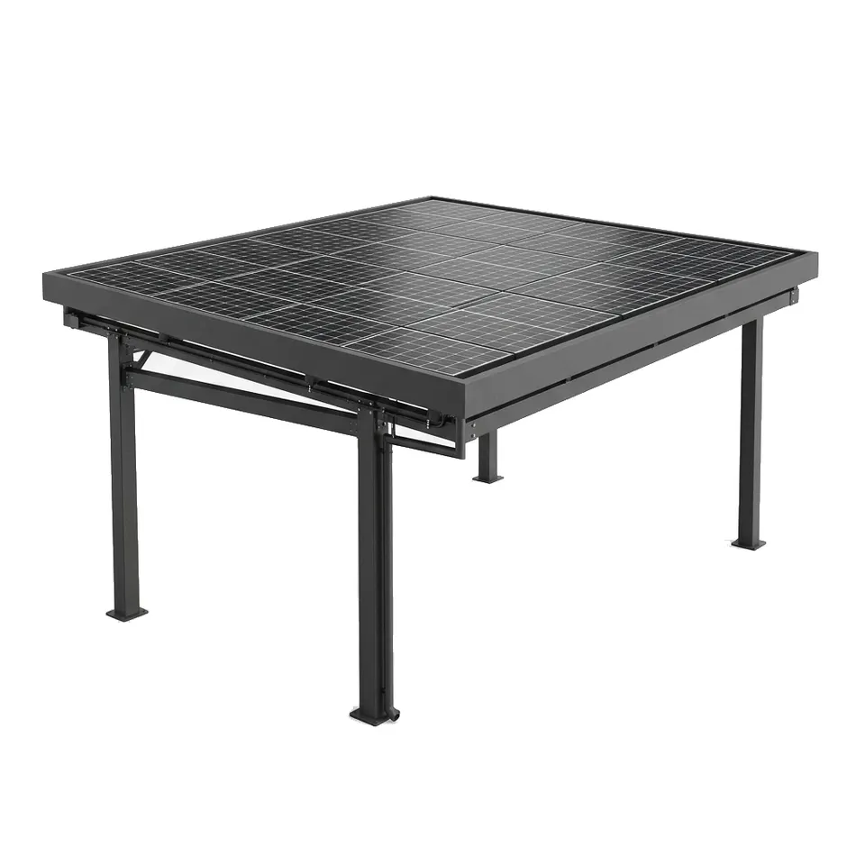 Flat roof solar carport